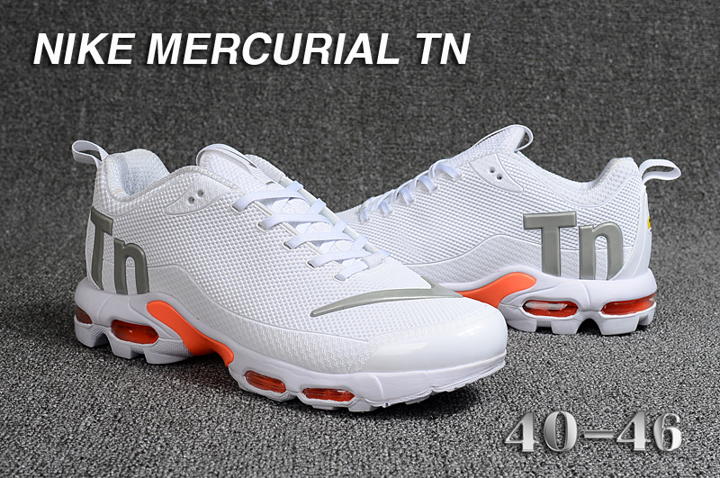 2018 Men Nike Air Max Mercurial TN White Silver Orange Shoes